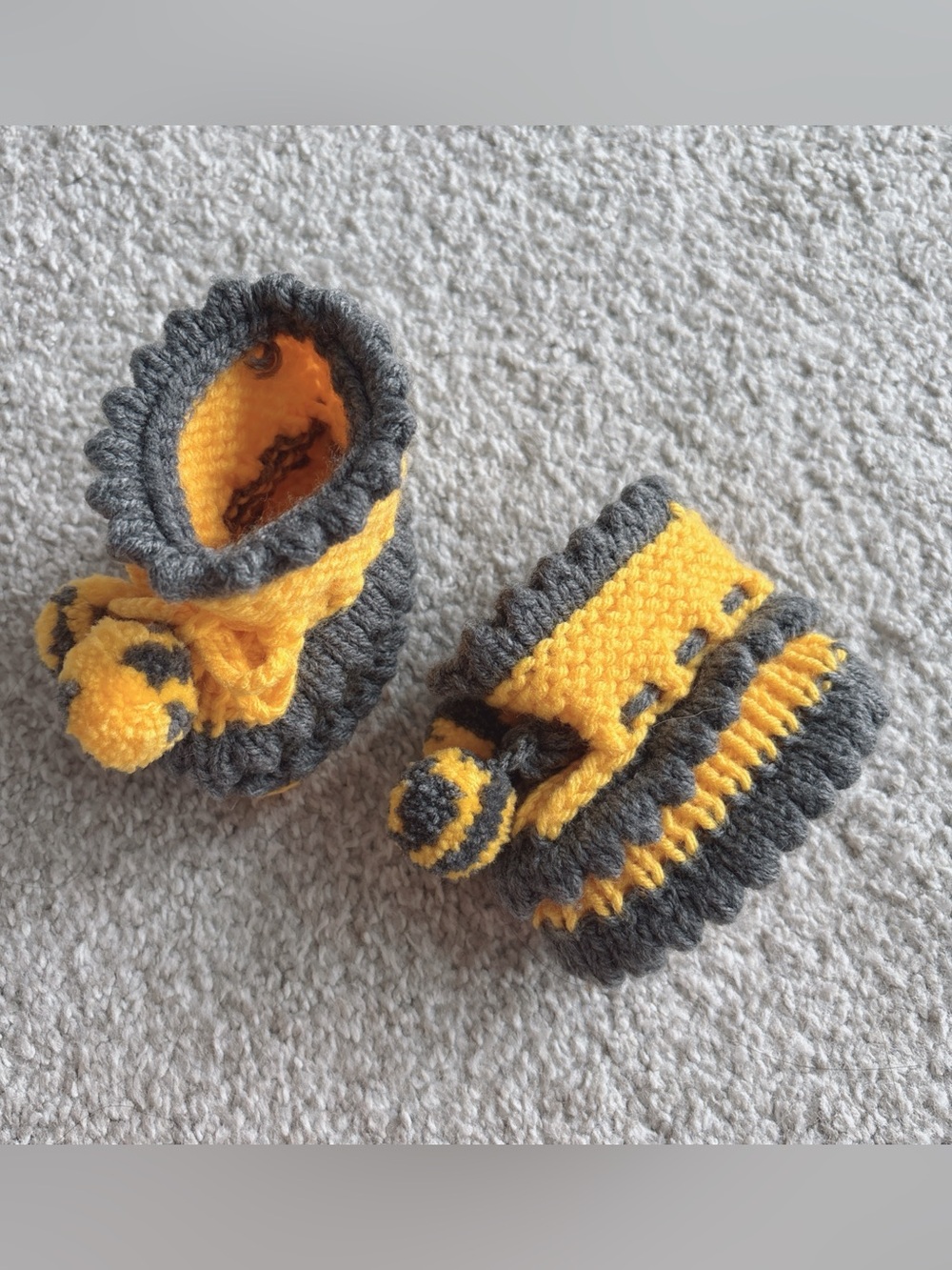 Handmade crochet baby booties